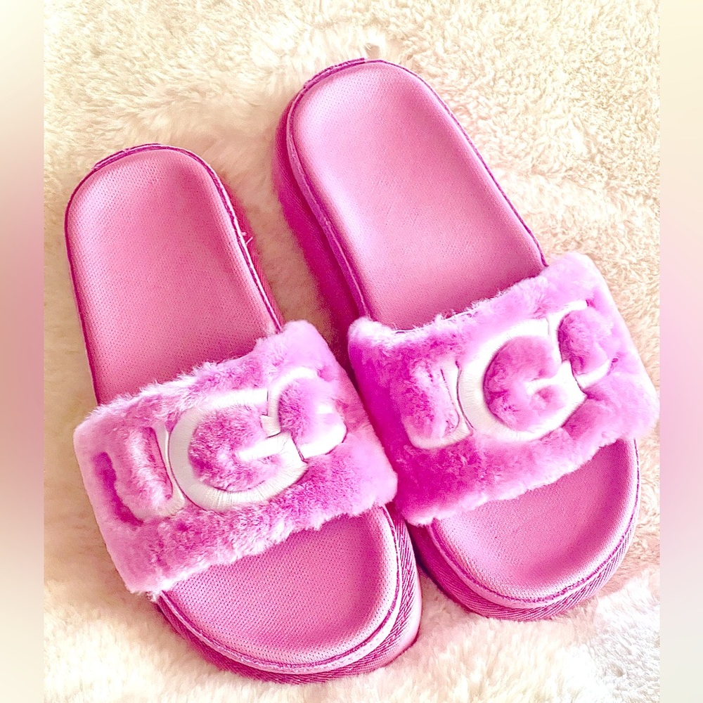 UGG Pink Fluffy Slippers